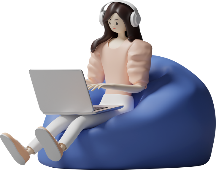 working from home 3d character 3d illustration